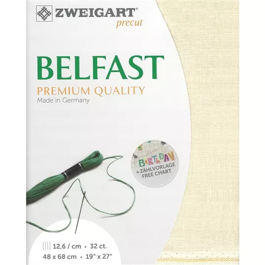 Zweigart Belfast 32 Count Linen Pre-Cut - Cream Fabric