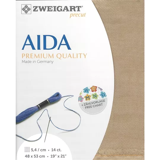 Zweigart 14 Count Vintage Aida Pre-Cut - Mocha Fabric