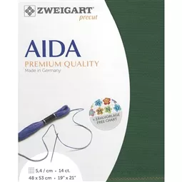 Zweigart 14 Count Aida Pre-Cut - Christmas Green Fabric