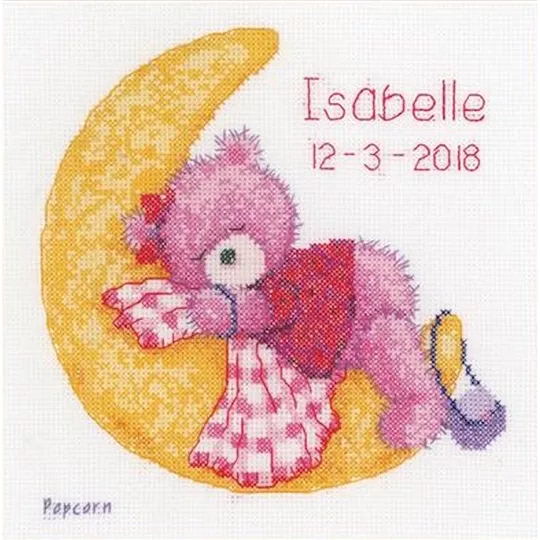 Vervaco Brie on the Moon Sampler Birth Sampler Cross Stitch Kit