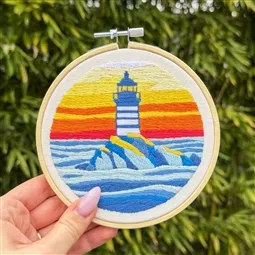 Milpoint Lighthouse at Dusk Embroidery Kit