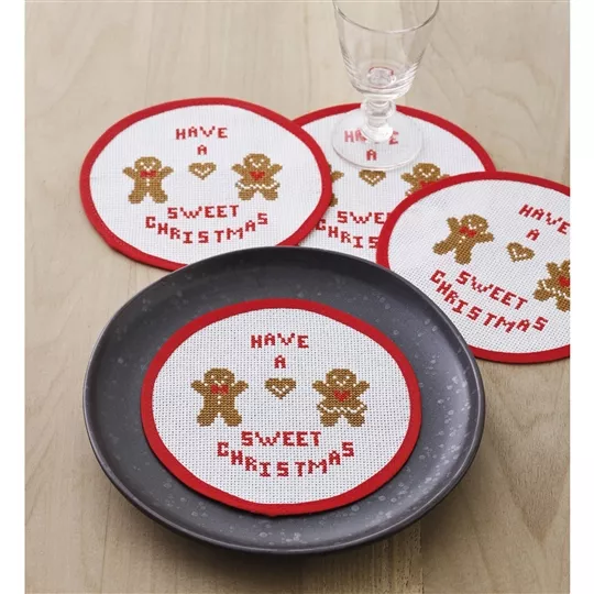 Permin Sweet Christmas Coasters Cross Stitch Kit