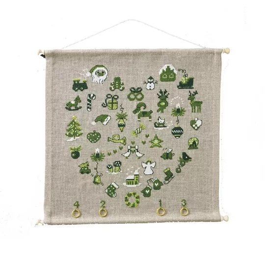 Permin Heart Advent Christmas Cross Stitch Kit