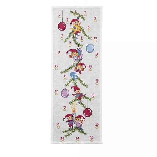 Permin Elves and Baubles Advent Christmas Cross Stitch Kit