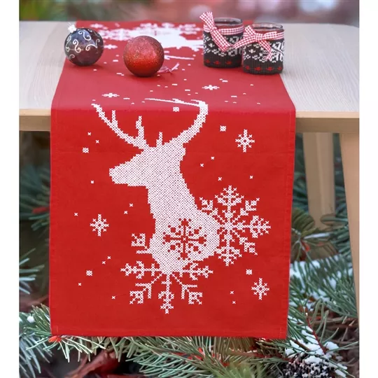 Vervaco Deer and Snowflakes Runner Christmas Cross Stitch Kit
