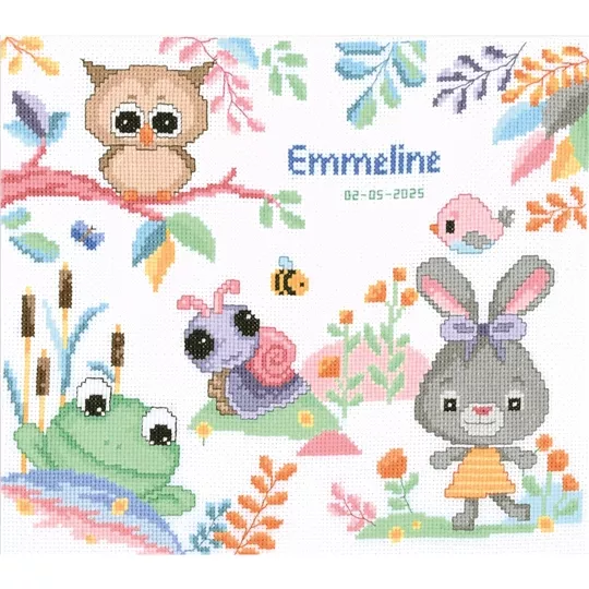 Vervaco Animals in the Forest Sampler Birth Sampler Cross Stitch Kit