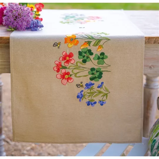 Vervaco Meadow Flowers Table Runner Embroidery Kit