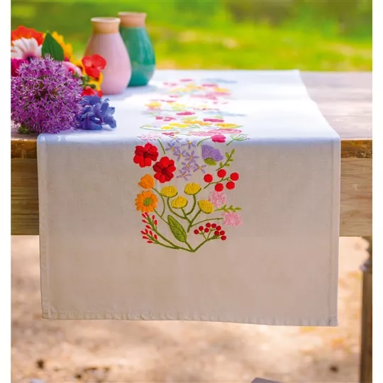 Vervaco Floral Symphony Runner Embroidery Kit