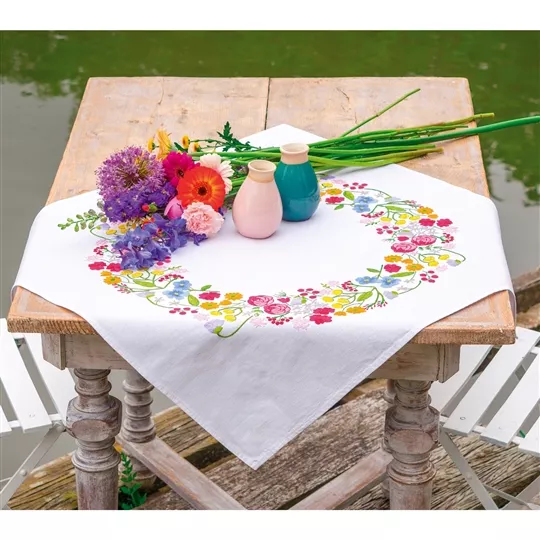 Vervaco Floral Symphony Tablecloth Embroidery Kit