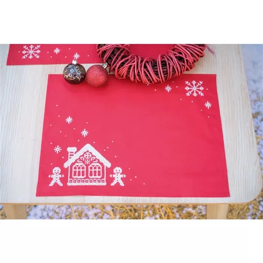 Vervaco Gingerbread House Placemats Christmas Cross Stitch Kit