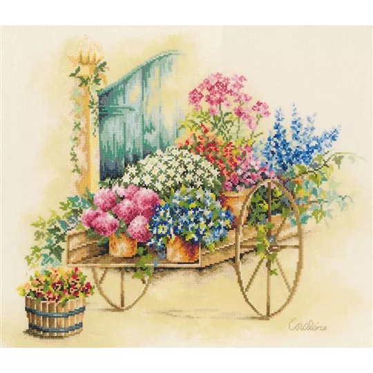 Lanarte Floral Cart Cross Stitch Kit