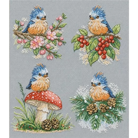 VDV Baby Birds Seasons Cross Stitch Kit
