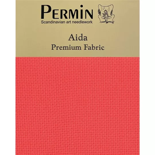 Permin 16 Count Aida - Riviera Coral Fabric