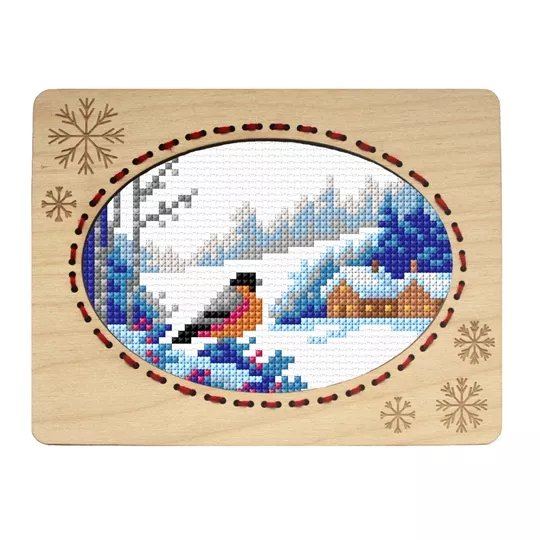 Orchidea Bird and Landscape with Frame Christmas Cross Stitch Kit