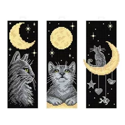 Orchidea Cats at Night Bookmarks Cross Stitch Kit
