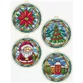 Orchidea Stained Glass Baubles Christmas Cross Stitch Kit