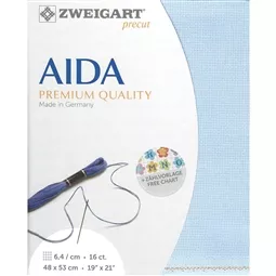 Zweigart 16 Count Aida Pre-Cut - Sky Blue Fabric