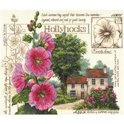 Merejka Hollyhock Cottage Cross Stitch Kit