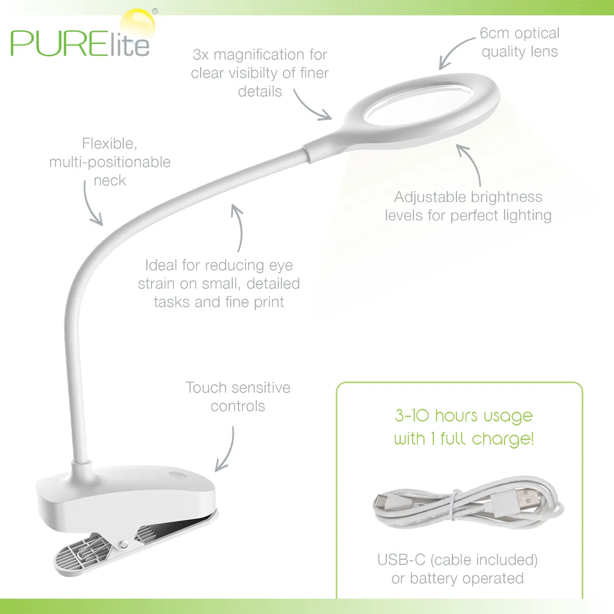 Purelite Ray Clip-on Magnifying Light — image 4