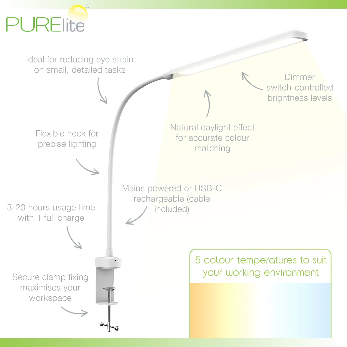 Purelite Luma Clamp-On Lamp — image 4