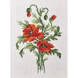 Permin Poppies on Linen Cross Stitch Kit