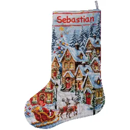 Vervaco A Village Aglow Stocking Christmas Cross Stitch Kit