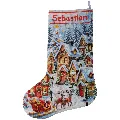 Image of Vervaco A Village Aglow Stocking Cross Stitch Kit