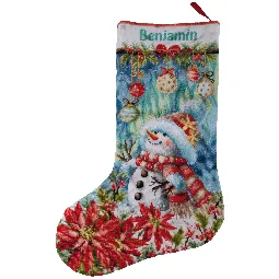 Vervaco Snowman in Bloom Stocking Christmas Cross Stitch Kit