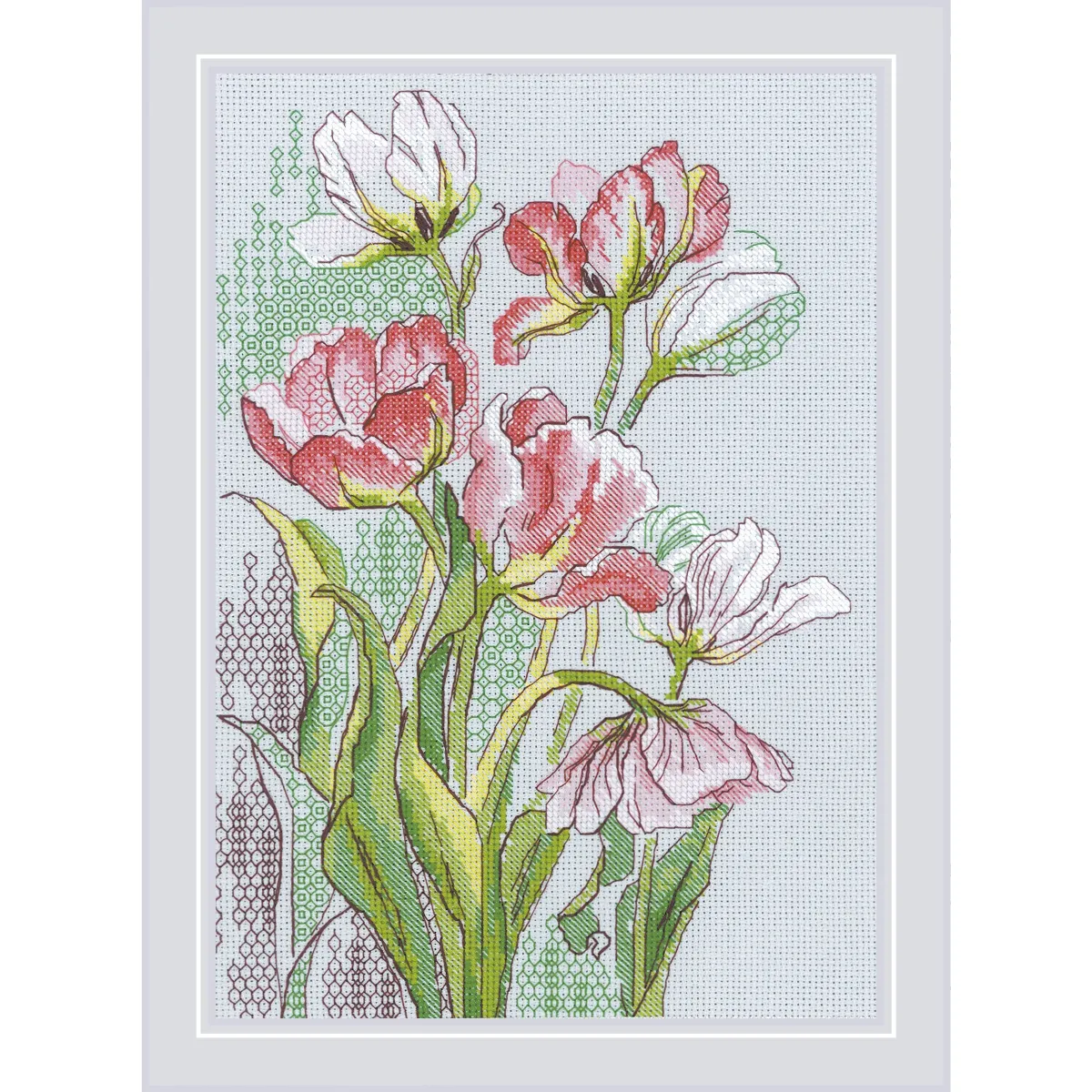 RIOLIS Graceful Tulips Blackwork Cross Stitch Kit — image 2
