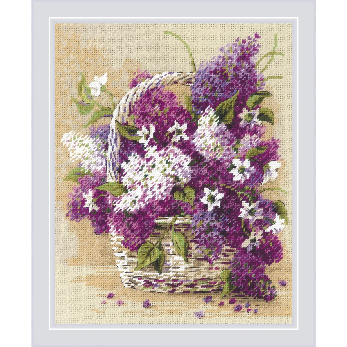 RIOLIS Basket of Lilacs Cross Stitch Kit — image 2