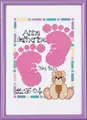 Image of Janlynn Baby Footprints Birth Announcement Birth Sampler Cross Stitch Kit