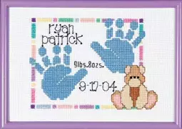 Janlynn Baby Handprints Birth Announcement Birth Sampler Cross Stitch Kit